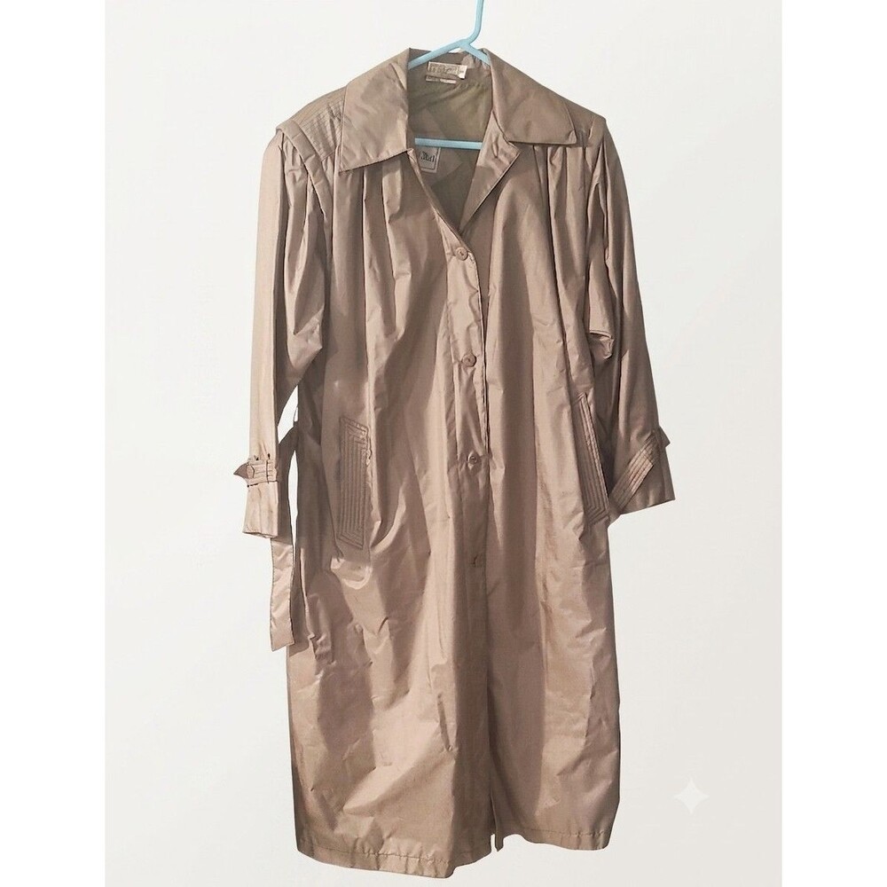 Title:British Mist Women's Long Taupe Trench Coat Size 20W Lightweight Snap